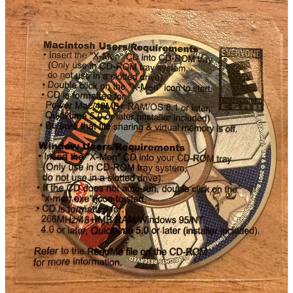 Burger King Quicksilver X Men Evolution‎ PC CD-ROM Game 2001